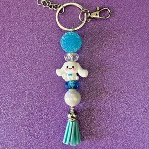 Cute Cinnamon Roll Sanrio beaded Keychain. Handmade. With tassel